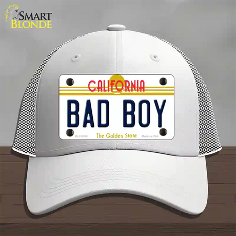 Bad Boy California Novelty License Plate Hat Mesh / White