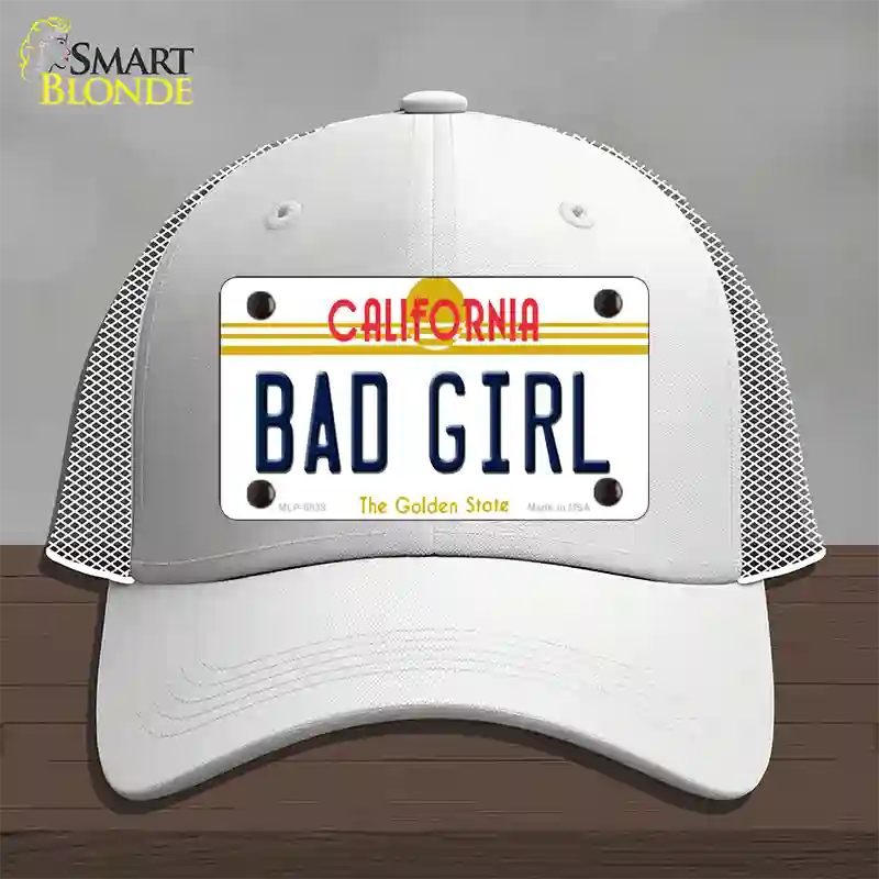 Bad Girl California Novelty License Plate Hat Mesh / White