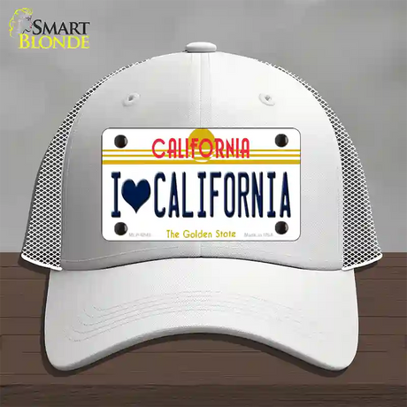 I Love California Novelty License Plate Hat Mesh / White