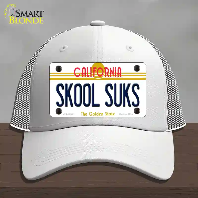 Skool Suks California Novelty License Plate Hat Mesh / White