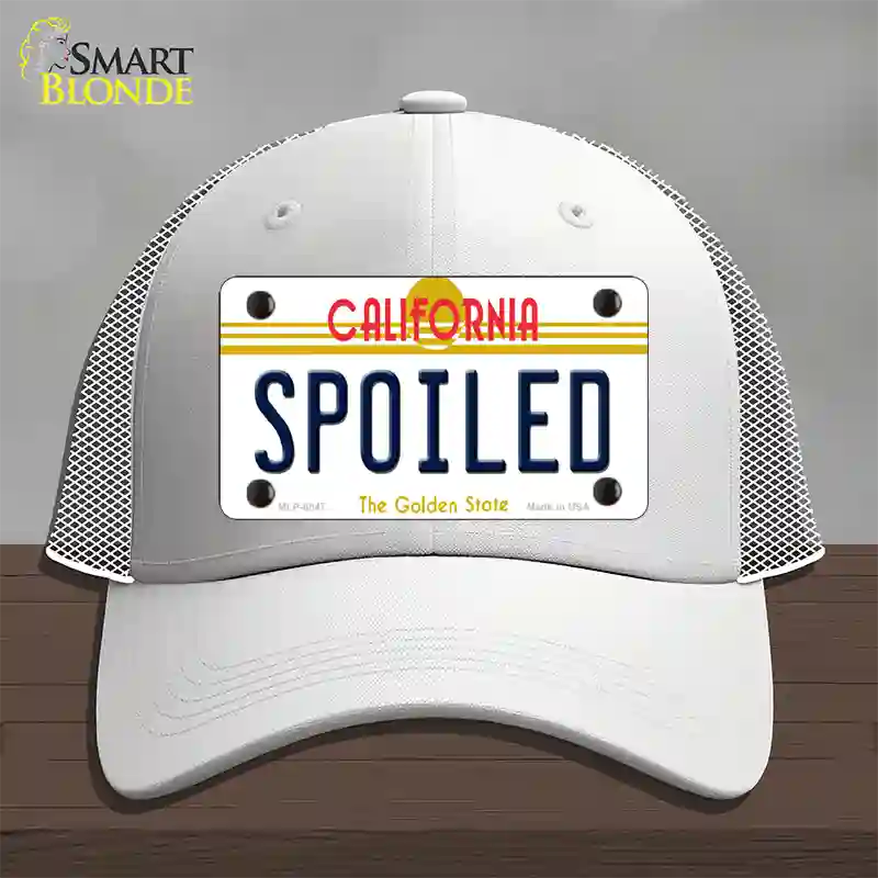 Spoiled California Novelty License Plate Hat Mesh / White