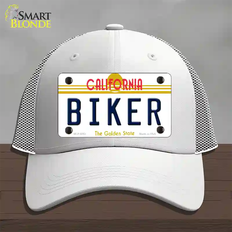 Biker California Novelty License Plate Hat Mesh / White