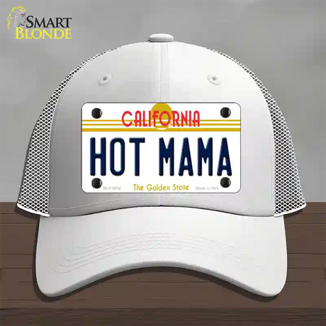 Hot Mama California Novelty License Plate Hat Mesh / White