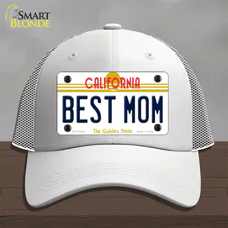 Best Mom California Novelty License Plate Hat Mesh / White