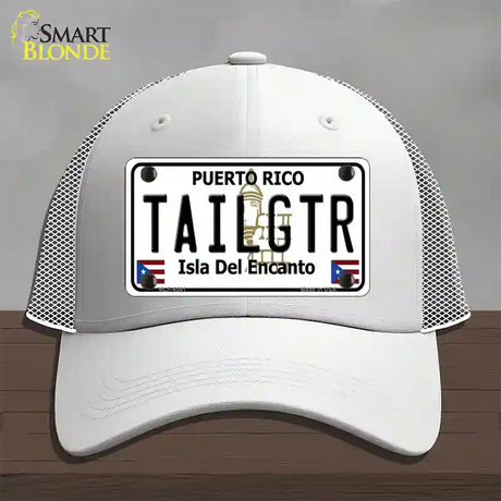 Tailgtr Puerto Rico Novelty License Plate Hat Mesh / White