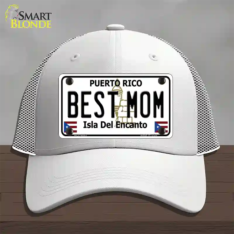 Best Mom Puerto Rico Novelty License Plate Hat Mesh / White