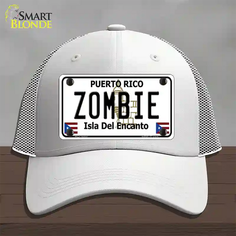 Zombie Puerto Rico Novelty License Plate Hat Mesh / White