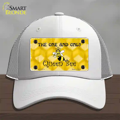 Queen Bee Honey Comb Novelty License Plate Hat Mesh / White