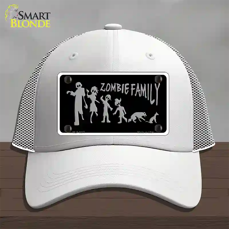 Zombie Family Black Novelty License Plate Hat Mesh / White