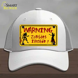 Warning Zombies Inside Novelty License Plate Hat Mesh / White