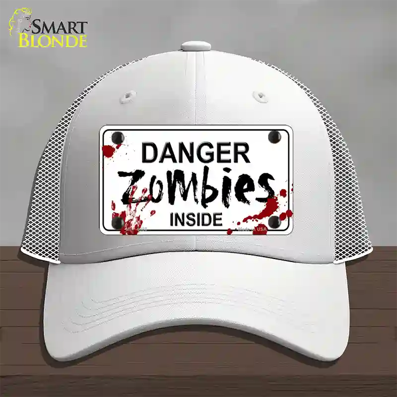 Danger Zombies Inside Novelty License Plate Hat Mesh / White