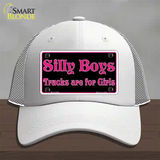 Silly Boys Trucks For Girls Novelty License Plate Hat Mesh / White