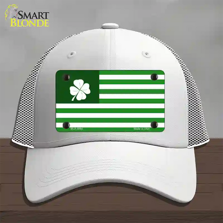 Green Shamrock Flag Novelty License Plate Hat Mesh / White