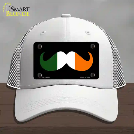 Irish Mustache Novelty License Plate Hat Mesh / White