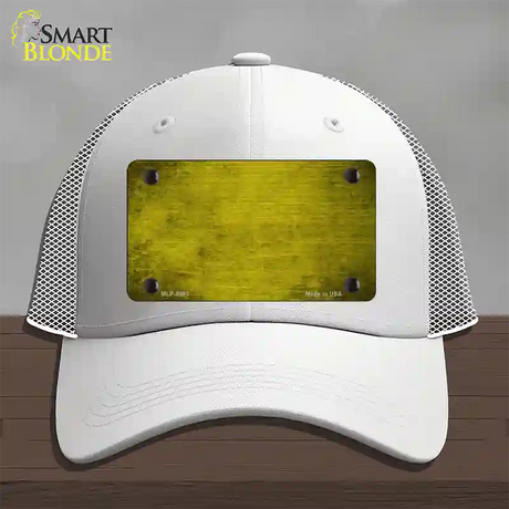 Yellow Oil Rubbed Solid Novelty License Plate Hat Mesh / White