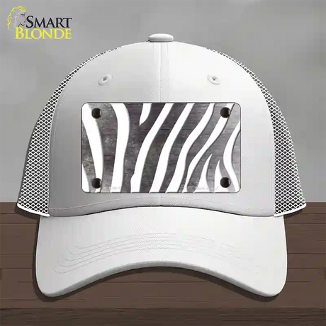 Black White Zebra Oil Rubbed Novelty License Plate Hat Mesh / White