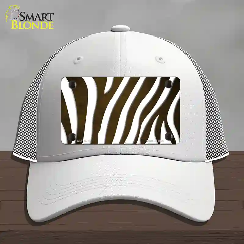 Brown White Zebra Oil Rubbed Novelty License Plate Hat Mesh / White