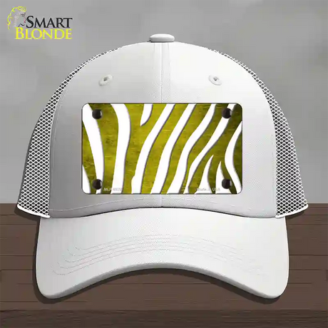 Yellow White Zebra Oil Rubbed Novelty License Plate Hat Mesh / White