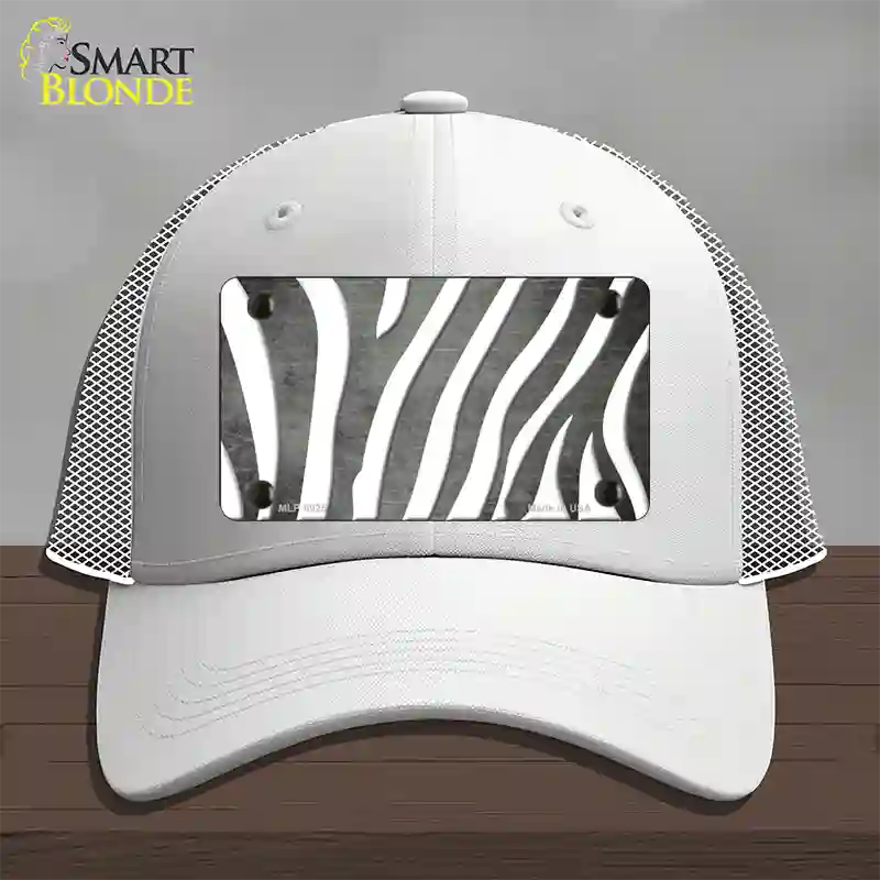 Gray White Zebra Oil Rubbed Novelty License Plate Hat Mesh / White