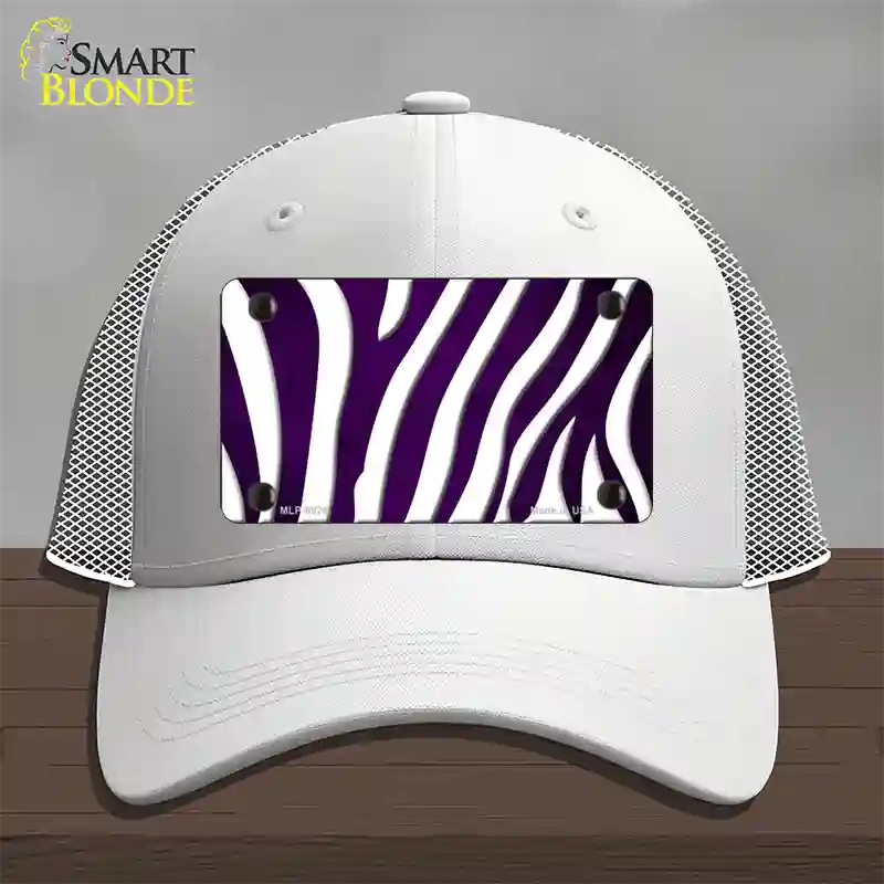 Purple White Zebra Oil Rubbed Novelty License Plate Hat Mesh / White