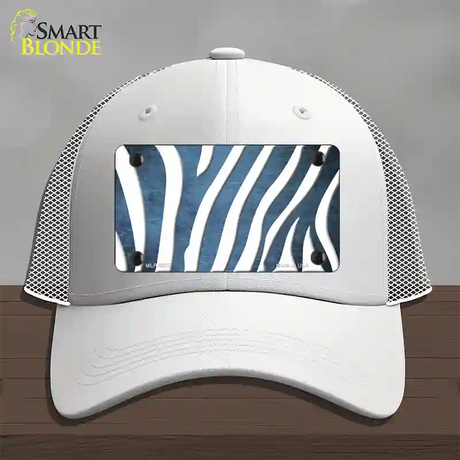 Light Blue White Zebra Oil Rubbed Novelty License Plate Hat Mesh / White