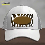 Brown White Zebra Oval Oil Rubbed Novelty License Plate Hat Mesh / White