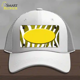 Yellow White Zebra Oval Oil Rubbed Novelty License Plate Hat Mesh / White