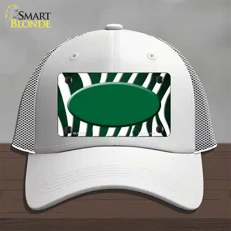 Green White Zebra Oval Oil Rubbed Novelty License Plate Hat Mesh / White