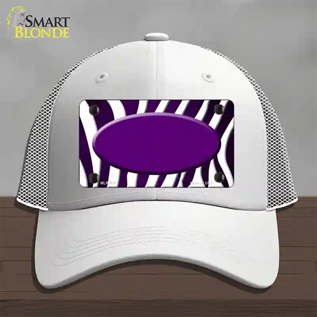 Purple White Zebra Oval Oil Rubbed Novelty License Plate Hat Mesh / White