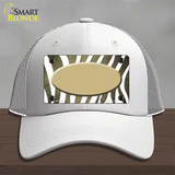 Gold White Zebra Oval Oil Rubbed Novelty License Plate Hat Mesh / White