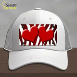 Red White Zebra Hearts Oil Rubbed Novelty License Plate Hat Mesh / White