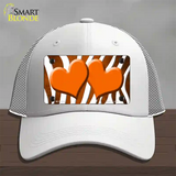 Orange White Zebra Hearts Oil Rubbed Novelty License Plate Hat Mesh / White