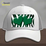 Green White Zebra Hearts Oil Rubbed Novelty License Plate Hat Mesh / White