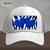 Blue White Zebra Hearts Oil Rubbed Novelty License Plate Hat Mesh / White