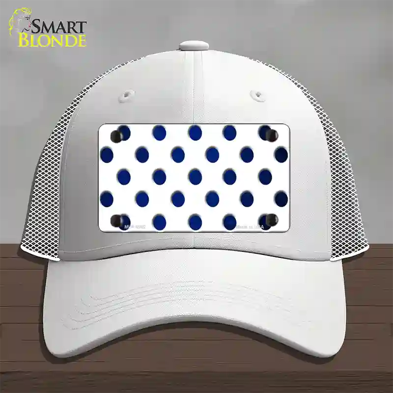 Blue White Dots Oil Rubbed Novelty License Plate Hat Mesh / White