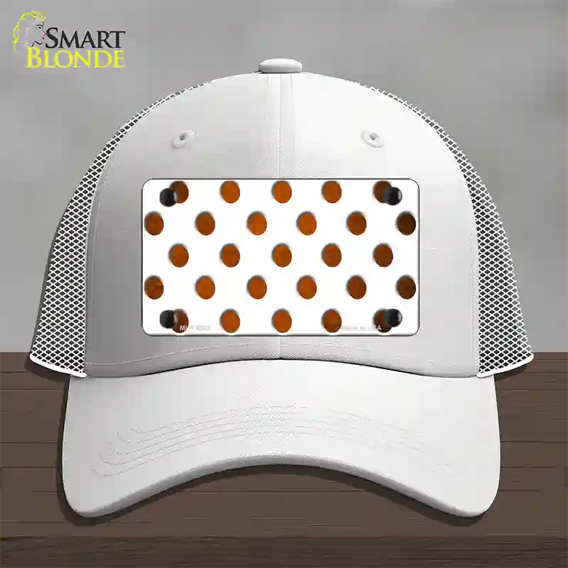 Orange White Dots Oil Rubbed Novelty License Plate Hat Mesh / White