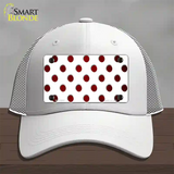 Red White Dots Oil Rubbed Novelty License Plate Hat Mesh / White