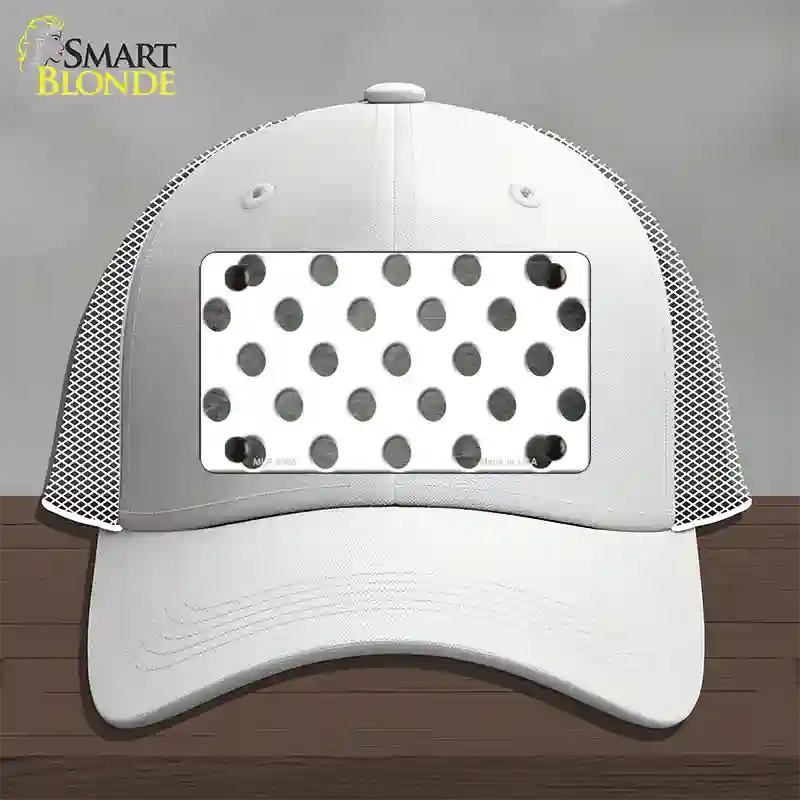 Gray White Dots Oil Rubbed Novelty License Plate Hat Mesh / White