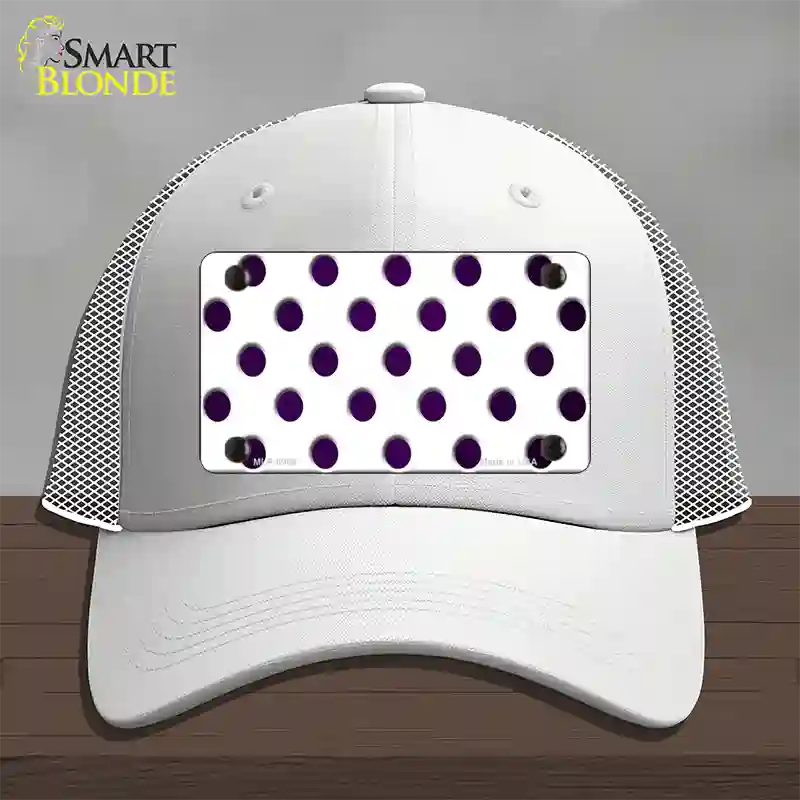 Purple White Dots Oil Rubbed Novelty License Plate Hat Mesh / White