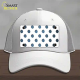 Light Blue White Dots Oil Rubbed Novelty License Plate Hat Mesh / White