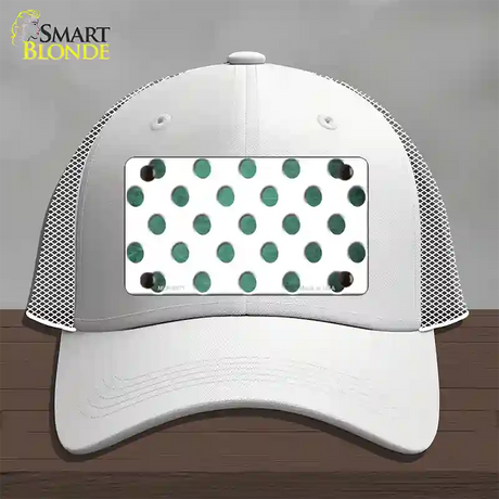 Mint White Dots Oil Rubbed Novelty License Plate Hat Mesh / White