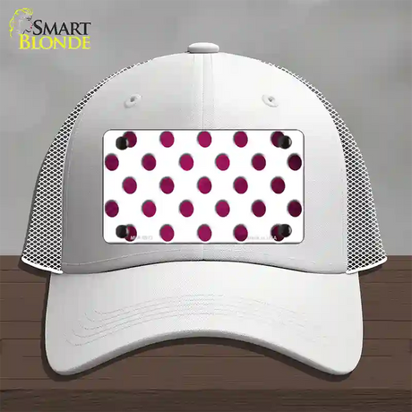 Pink White Dots Oil Rubbed Novelty License Plate Hat Mesh / White