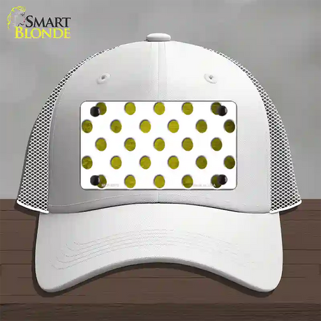 Yellow White Dots Oil Rubbed Novelty License Plate Hat Mesh / White