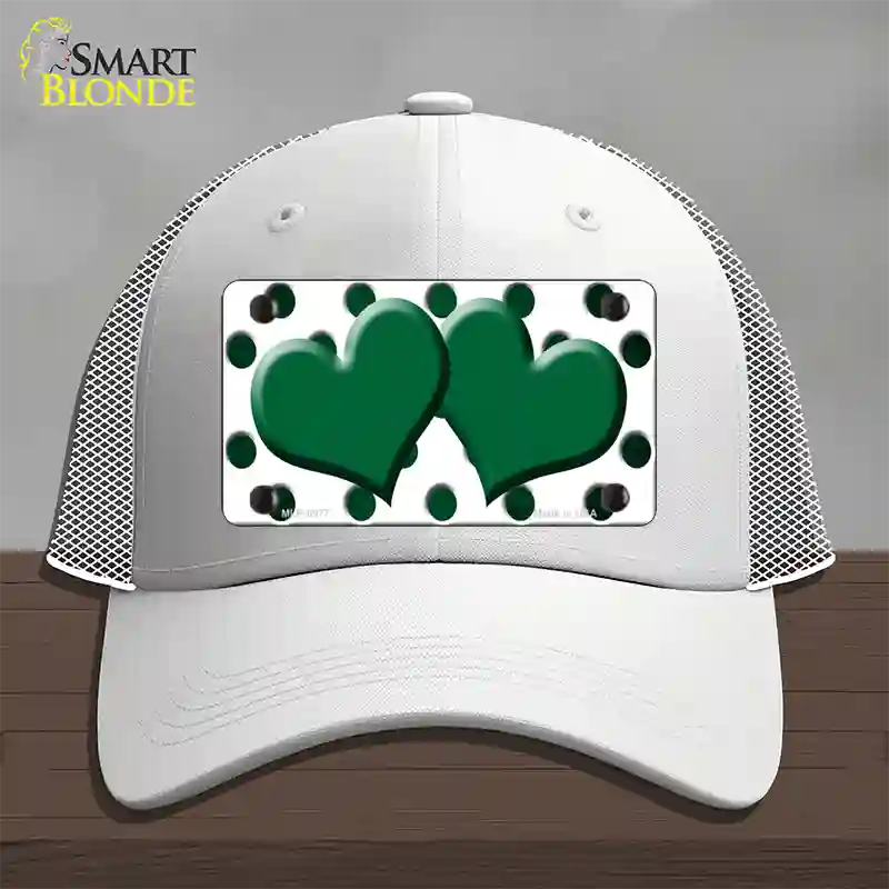 Green White Dots Hearts Oil Rubbed Novelty License Plate Hat Mesh / White