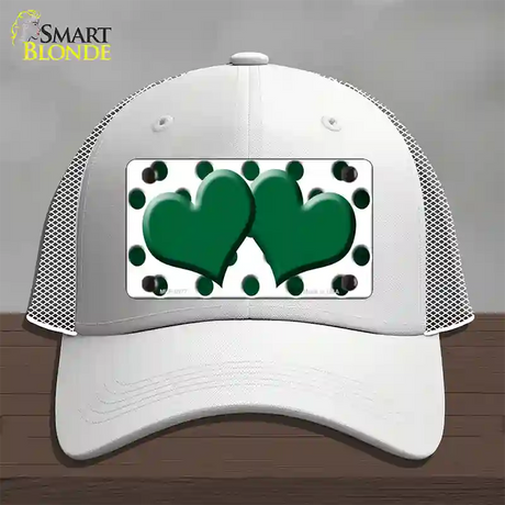 Green White Dots Hearts Oil Rubbed Novelty License Plate Hat Mesh / White