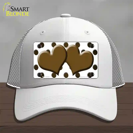 Brown White Dots Hearts Oil Rubbed Novelty License Plate Hat Mesh / White