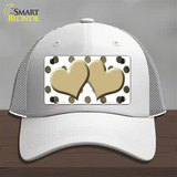 Gold White Dots Hearts Oil Rubbed Novelty License Plate Hat Mesh / White