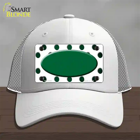 Green White Dots Oval Oil Rubbed Novelty License Plate Hat Mesh / White