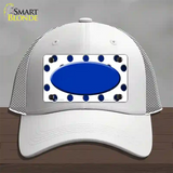 Blue White Dots Oval Oil Rubbed Novelty License Plate Hat Mesh / White