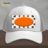 Orange White Dots Oval Oil Rubbed Novelty License Plate Hat Mesh / White